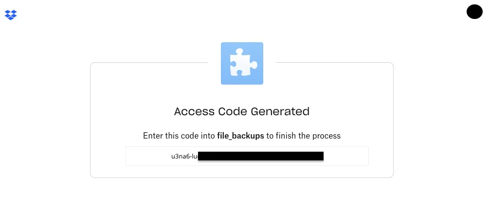 The generated access code, ready to be copied